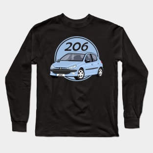 car peugeot 206 sporty cartoon vector blue Long Sleeve T-Shirt